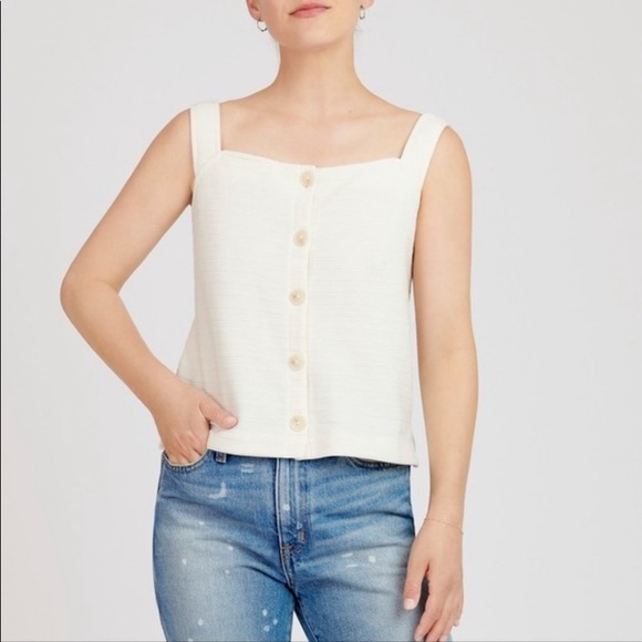 J Crew | Boxy Button Up Ribbed Texture Top
